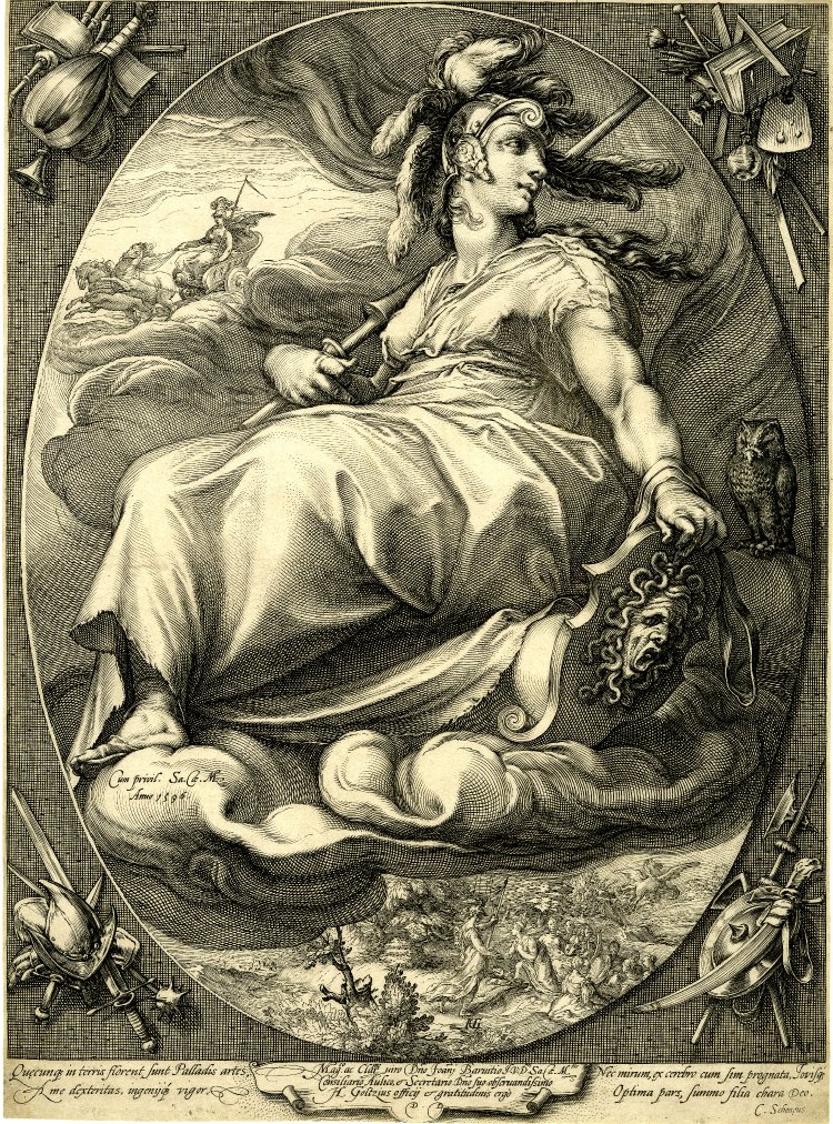 Pallas (Minerva / Athena) on a cloud